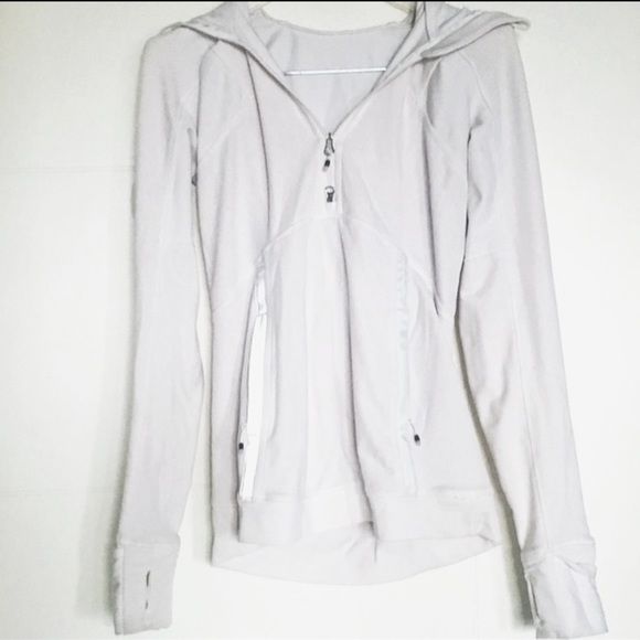 Like New Lululemon White Hooded Quarter Zip Jacket - Picture 4 of 5
